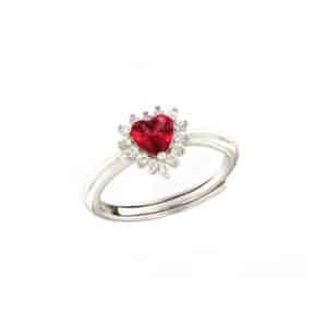 anello heart rosso rubino