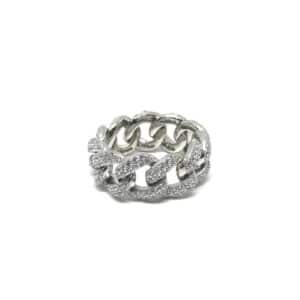 anello groumette in argento con zirconi bianchi