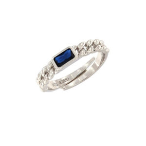 anello groumette rigido con zircone blu