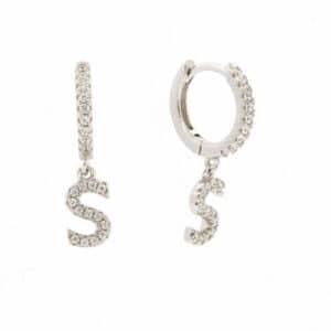 orecchini in argento con lettera S pendente